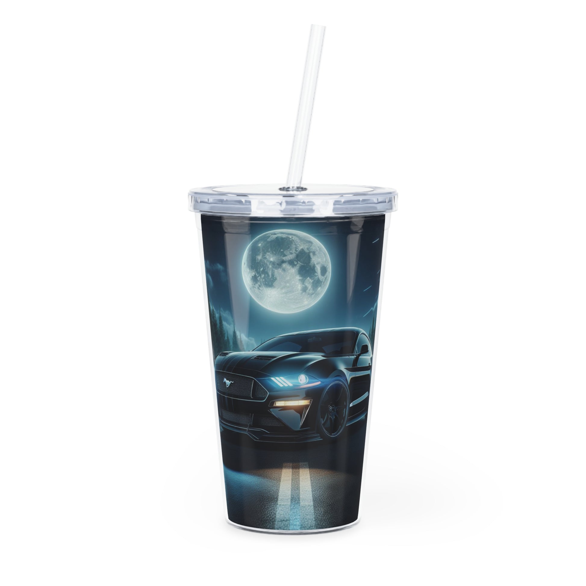 Black Mustang Tumbler with Straw Mug Printify 20oz Transparent