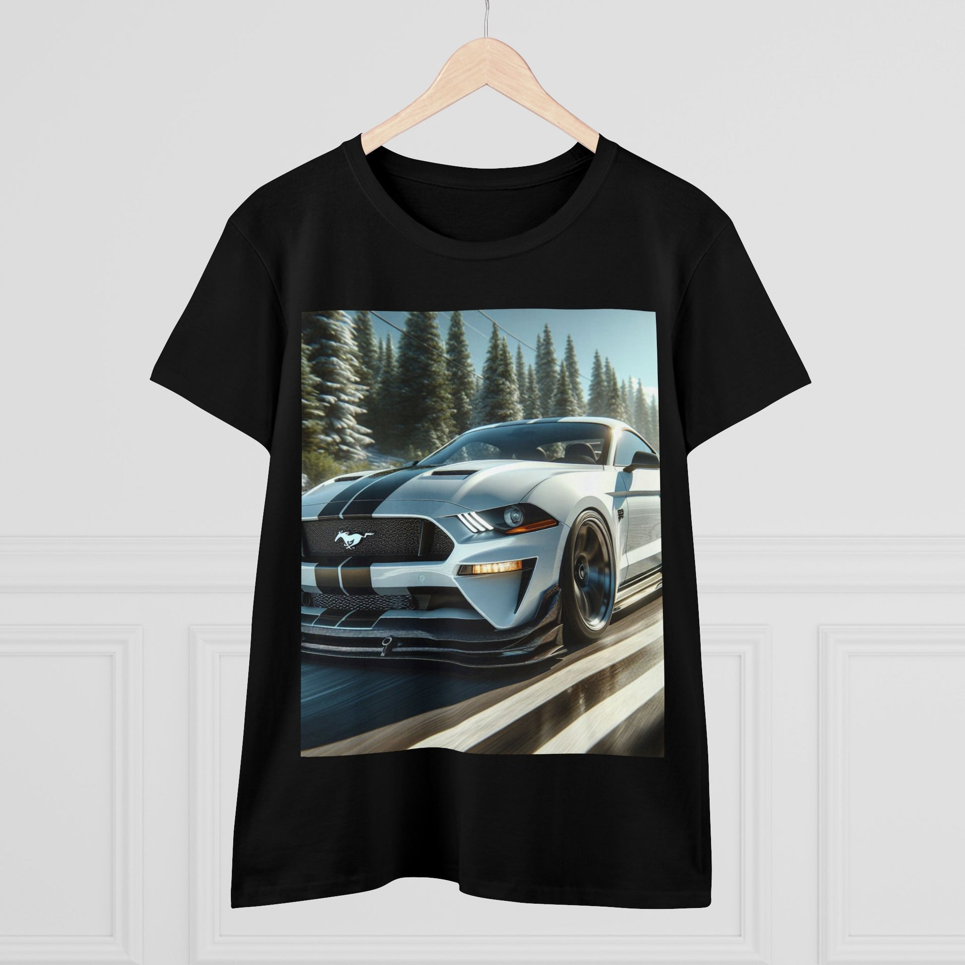 White Mustang T-Shirt T-Shirt Printify