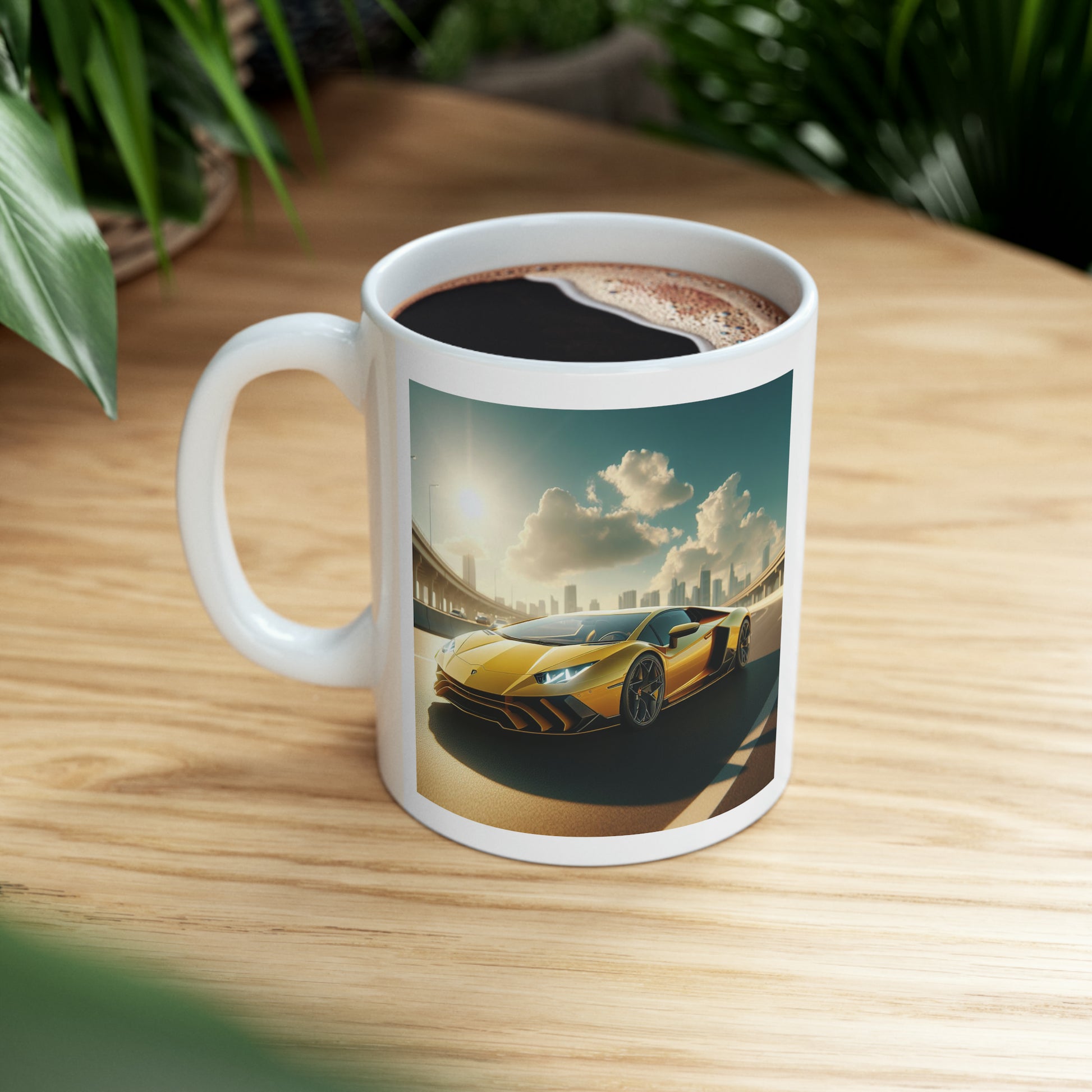 Yellow Lamborghini  Mug Mug Printify