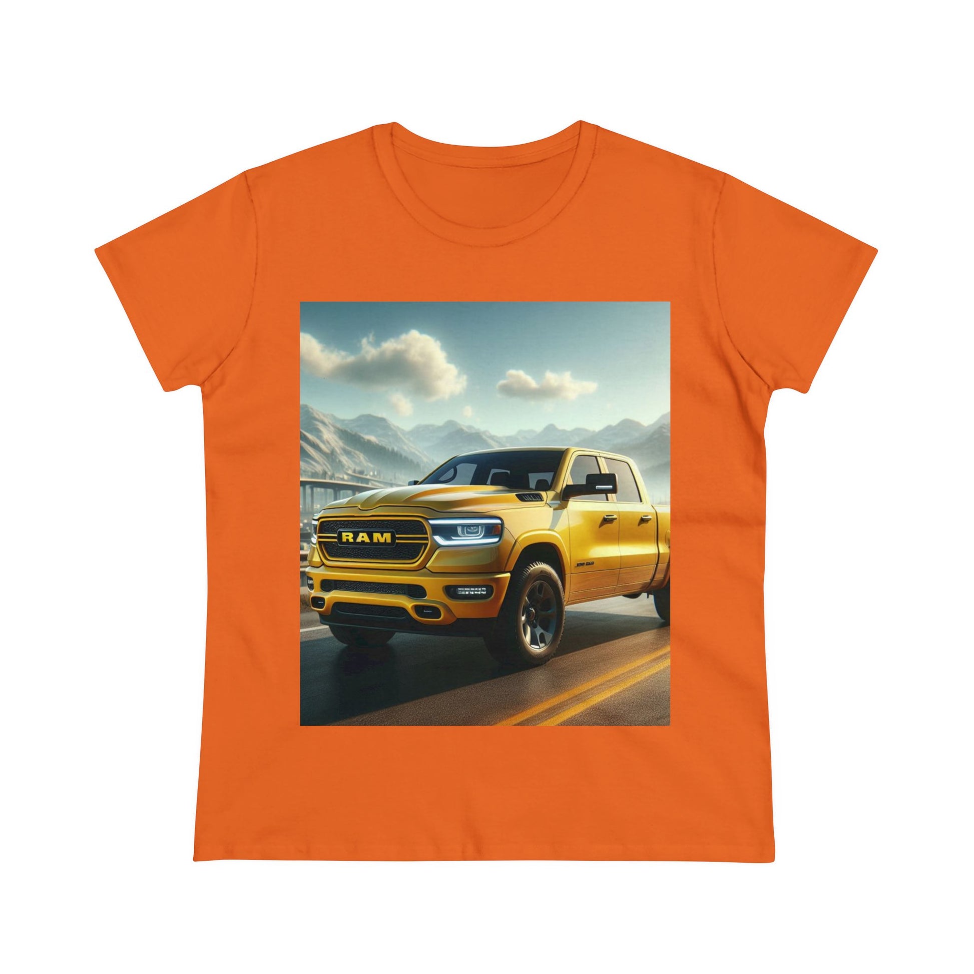 Yellow Dodge Ram T-Shirt T-Shirt Printify Orange S