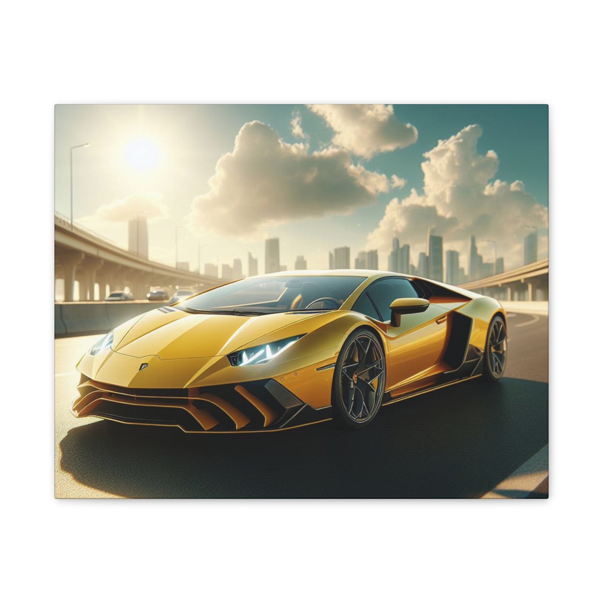 Yellow Lamborghini Canvas Canvas Printify
