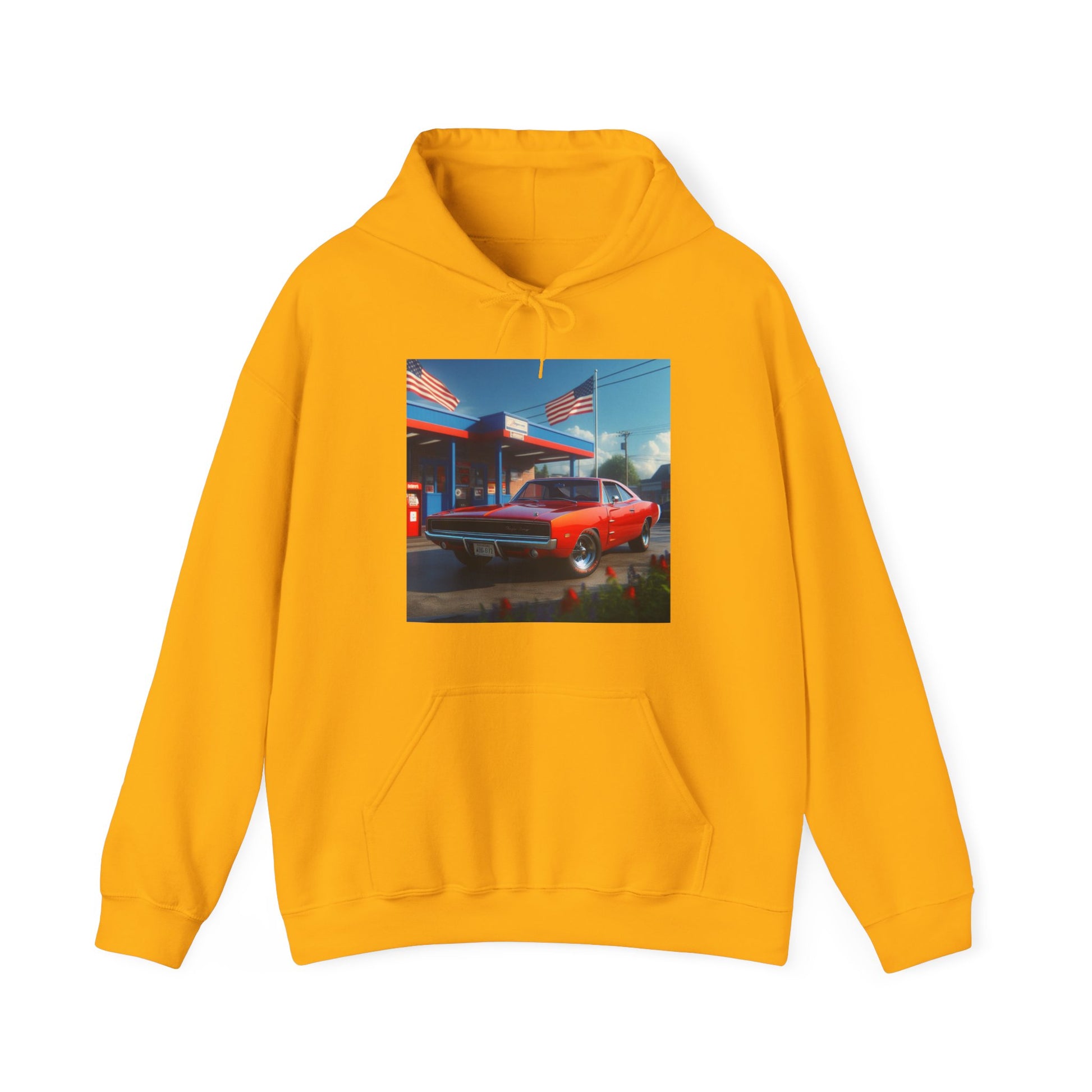 1970 Red Dodge Charger Hoodie Hoodie Printify Gold S