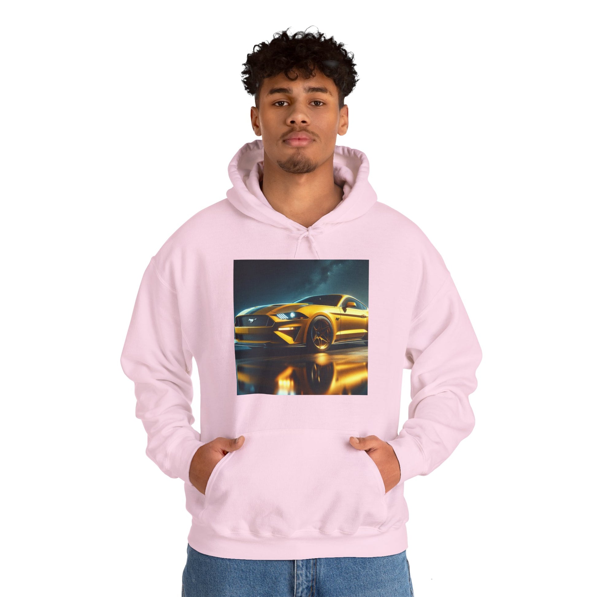 Yellow Mustang Hoodie Hoodie Printify