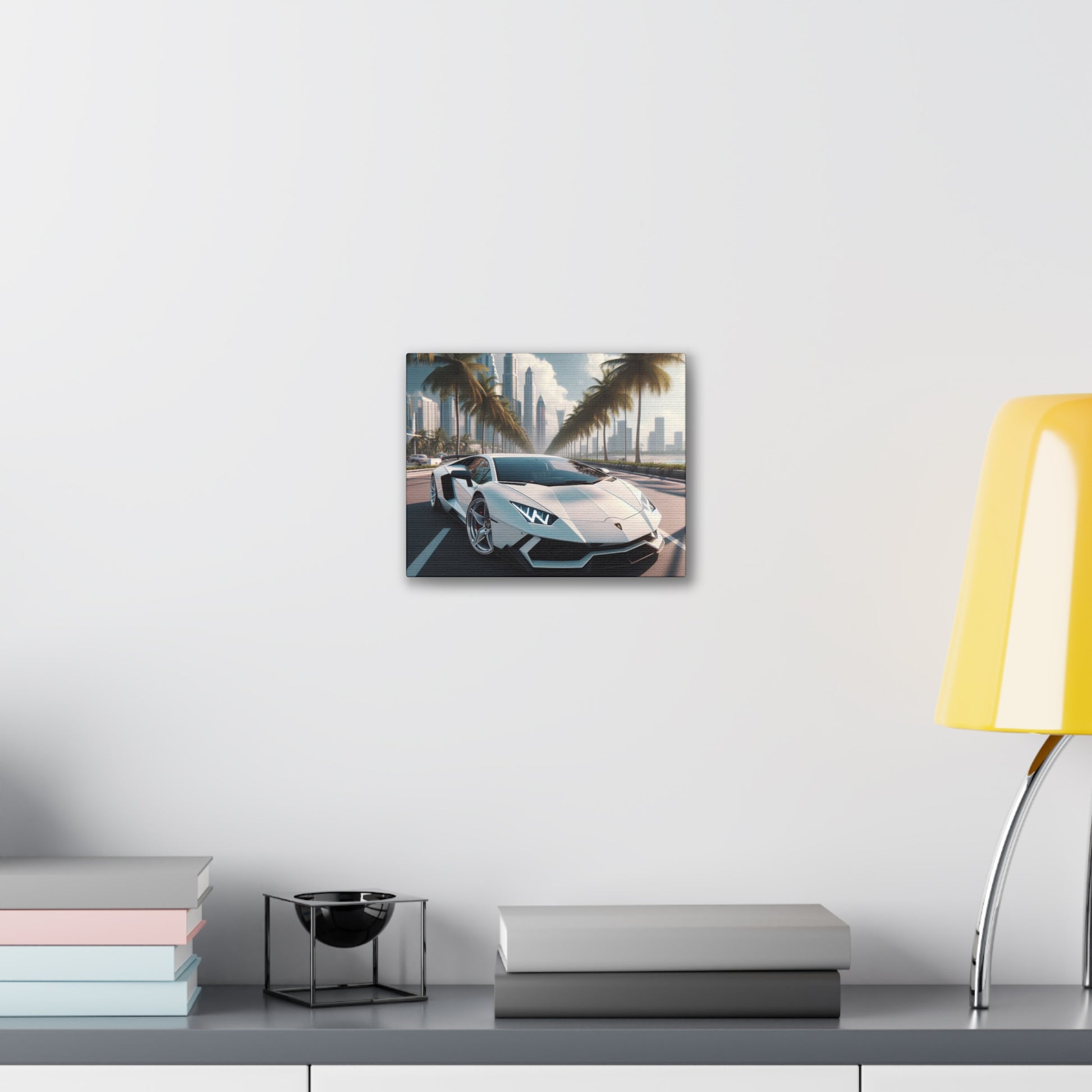 White Lamborghini Canvas Canvas Printify 10" x 8" (Horizontal) 0.75''