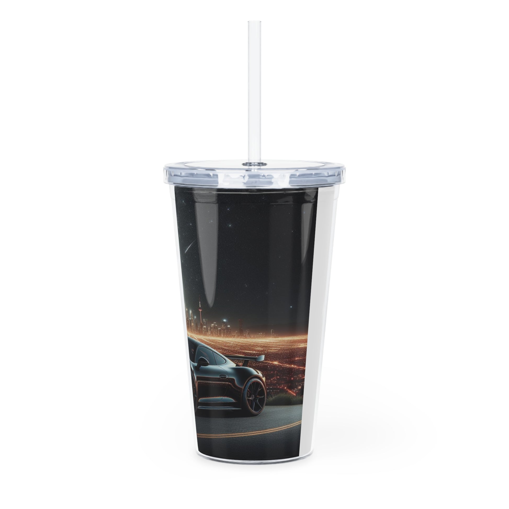 Black Porsche Tumbler with Straw Mug Printify