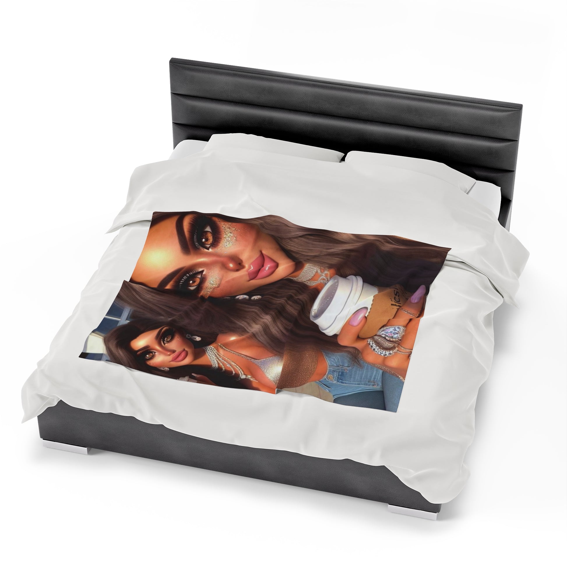 Coffee Baddies Plush Blanket blankets Printify