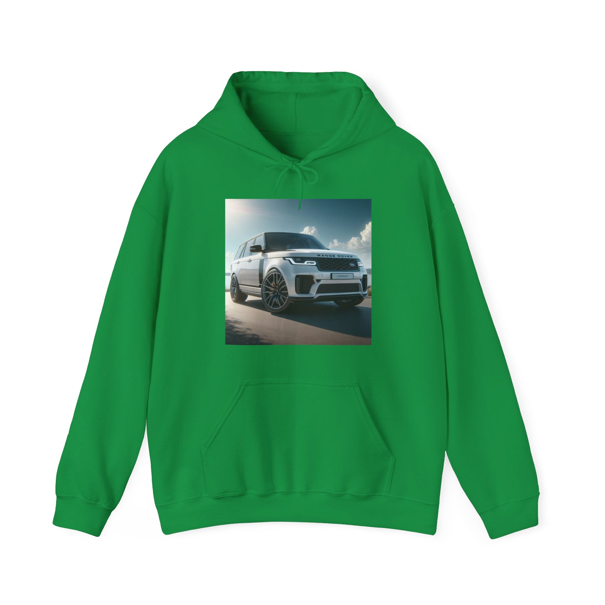 White Range Rover Hoodie Hoodie Printify Irish Green S