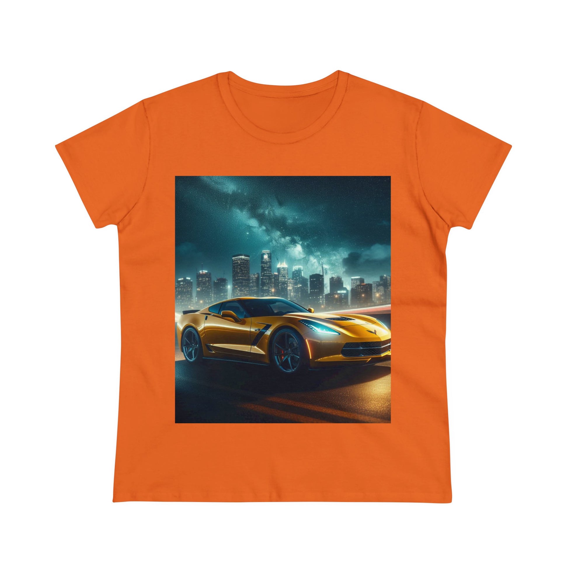 Yellow Corvette T-Shirt T-Shirt Printify Orange S