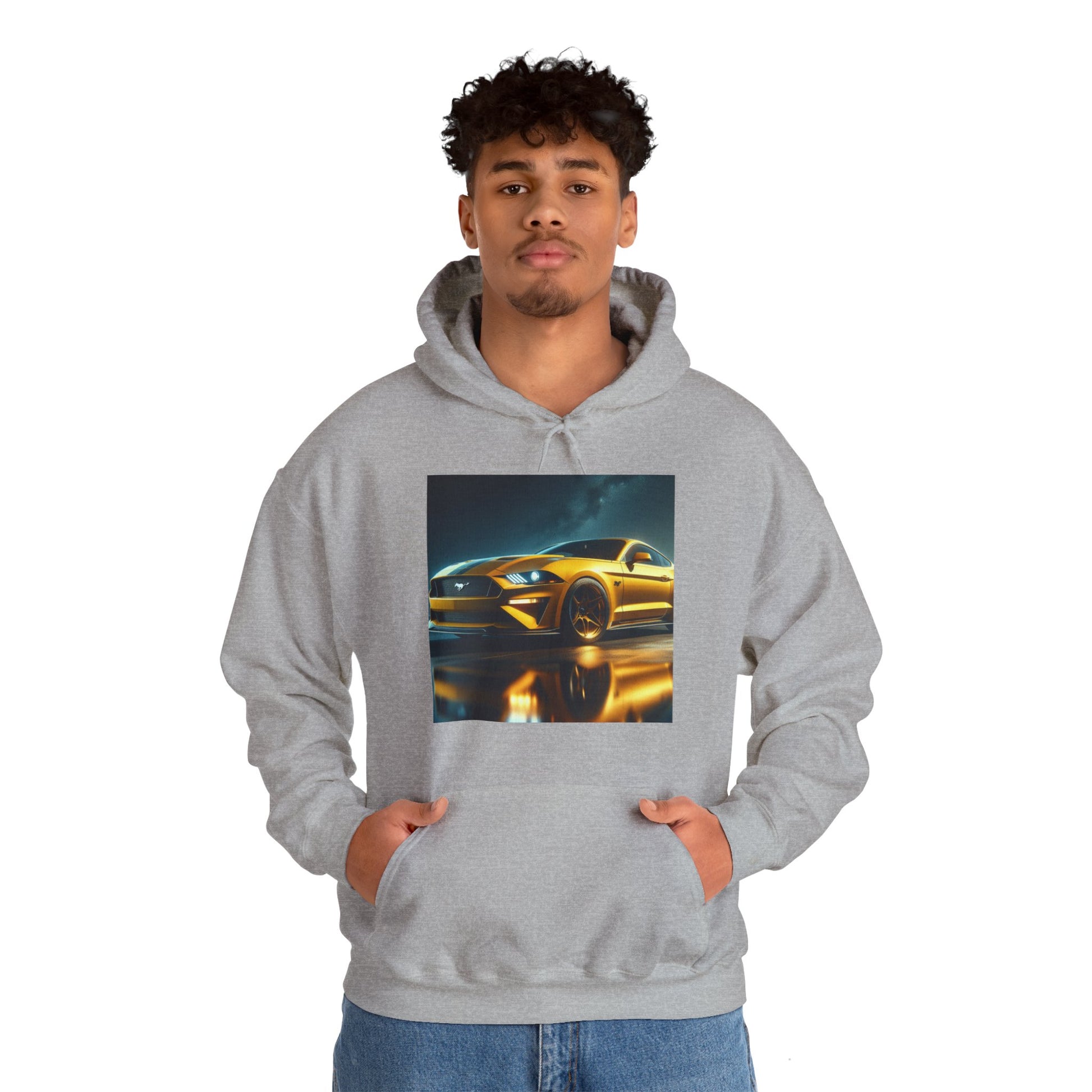 Yellow Mustang Hoodie Hoodie Printify