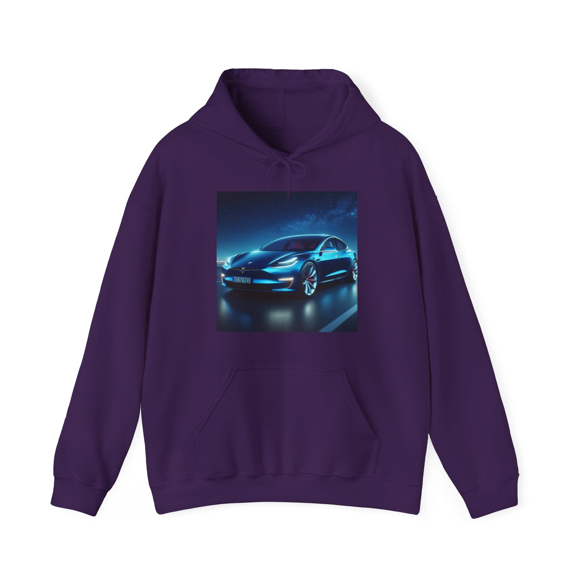 Blue Tesla Hoodie Hoodie Printify Purple S