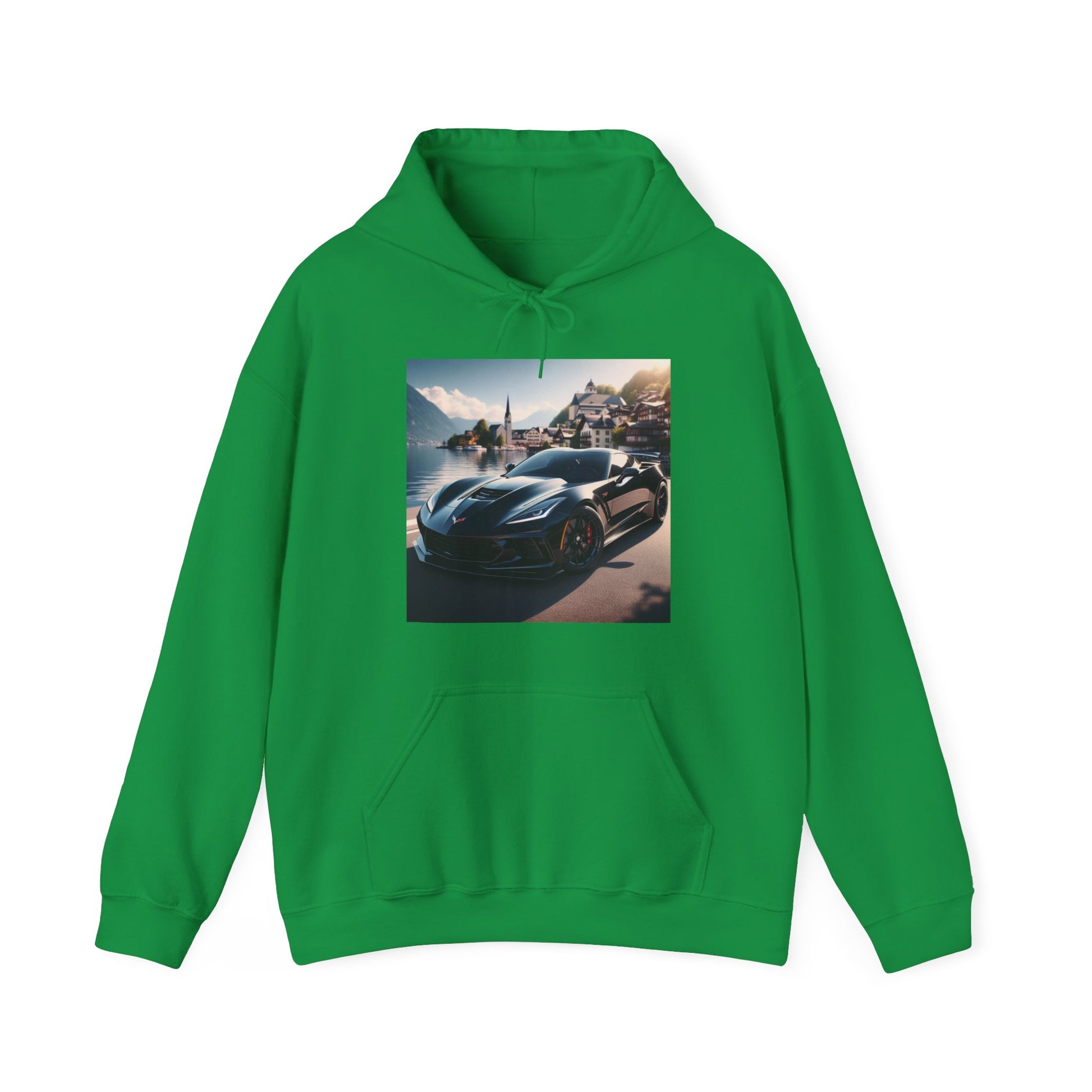 Black Corvette Hoodie Hoodie Printify Irish Green S