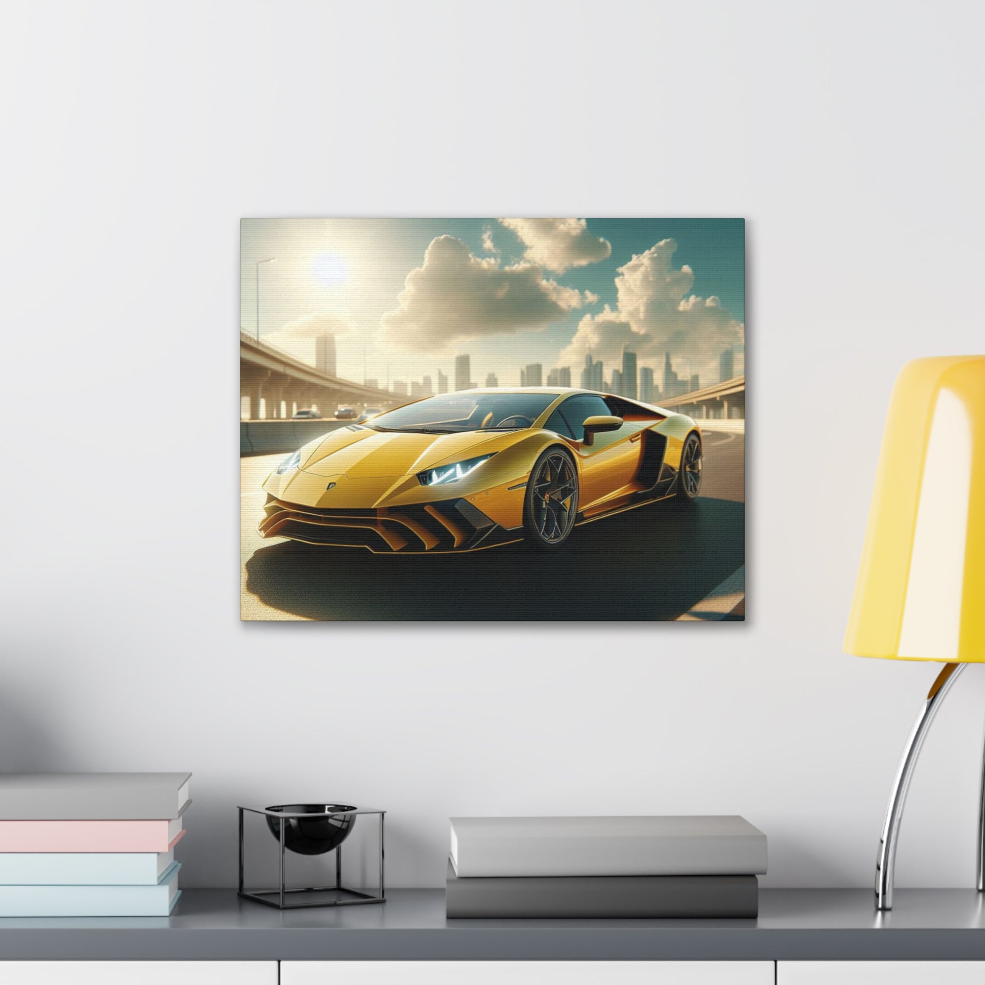 Yellow Lamborghini Canvas Canvas Printify 20″ x 16″ (Horizontal) 0.75''