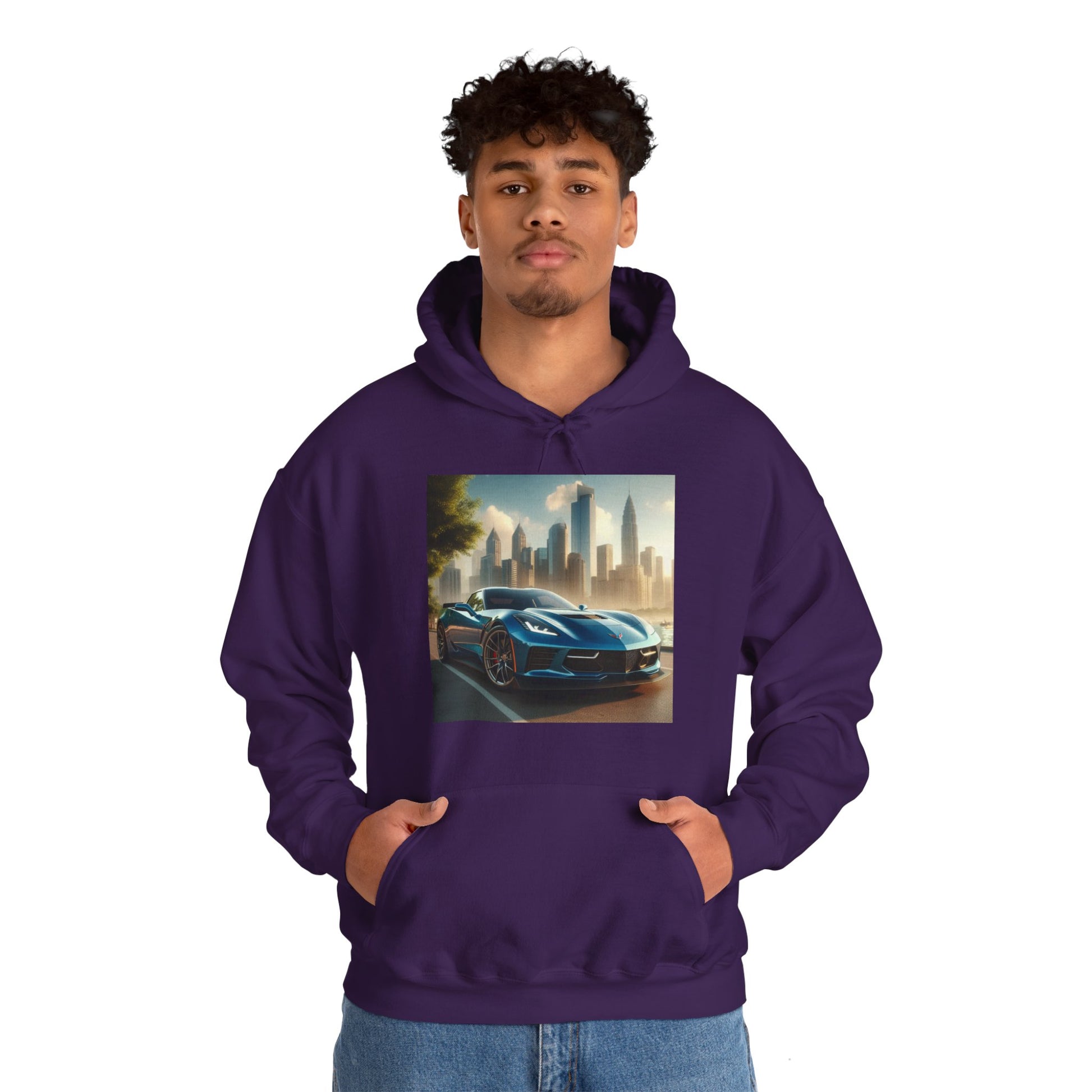 Blue Corvette Hoodie Hoodie Printify