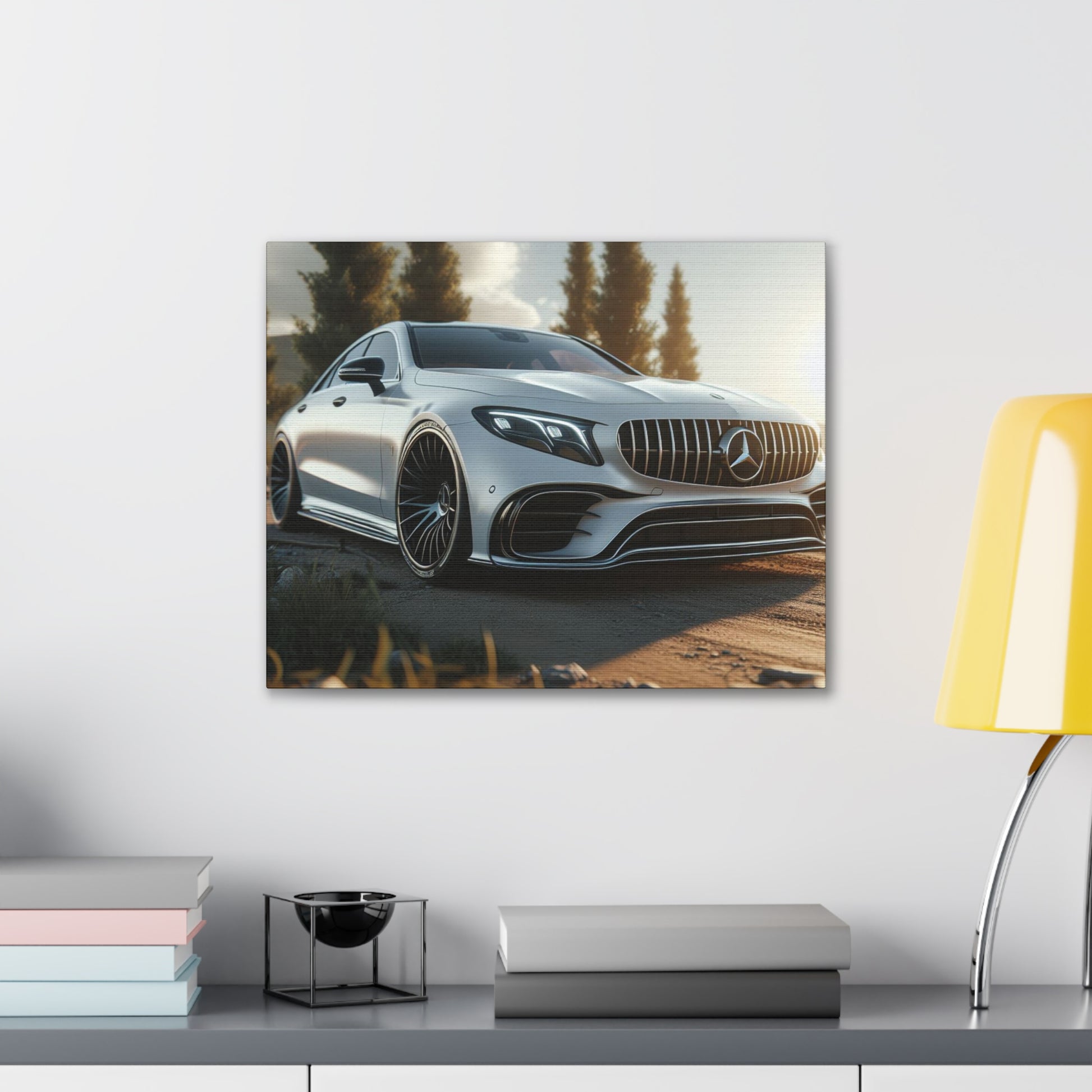 White Mercedes Canvas Canvas Printify 20″ x 16″ (Horizontal) 0.75''