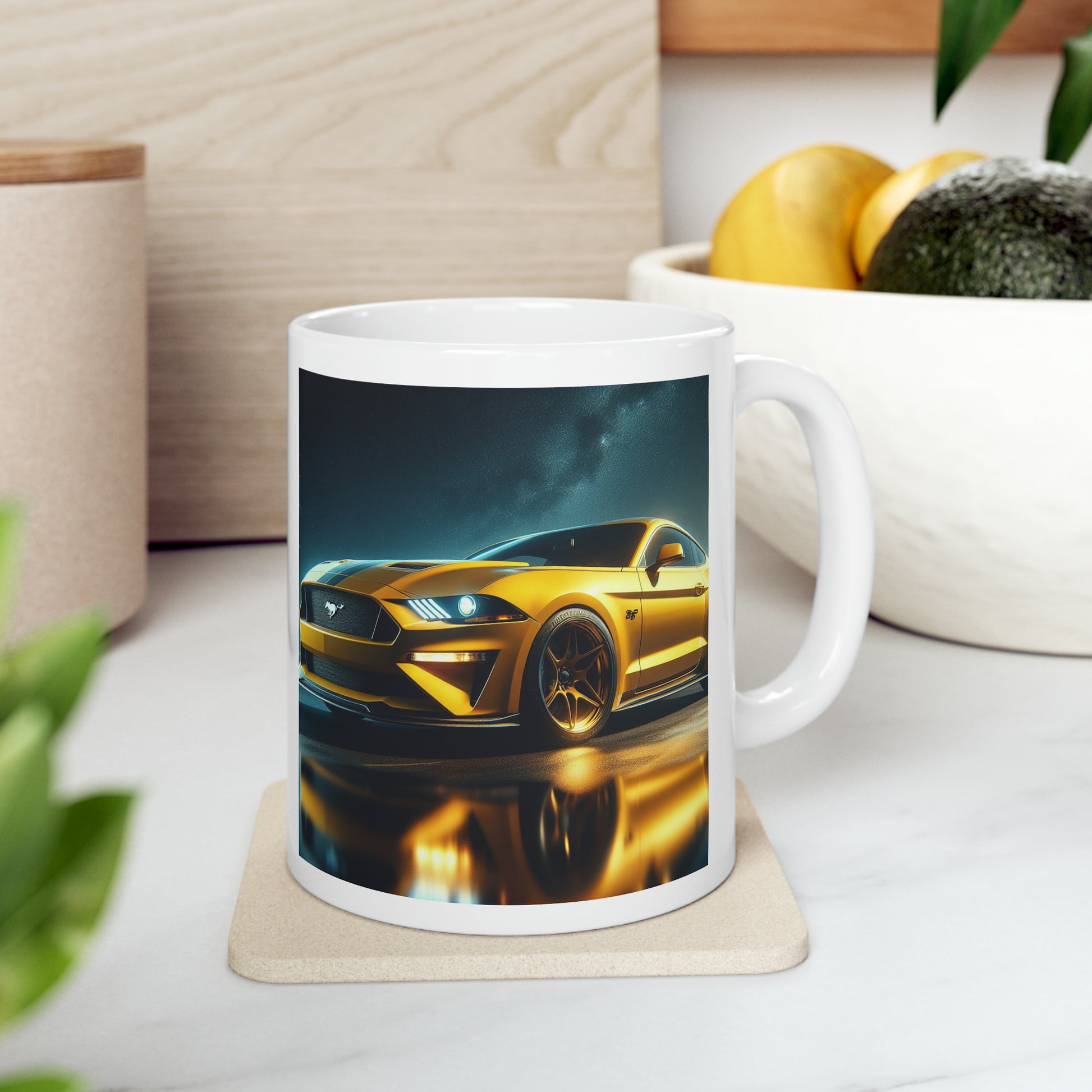 Yellow Mustang Mug Mug Printify