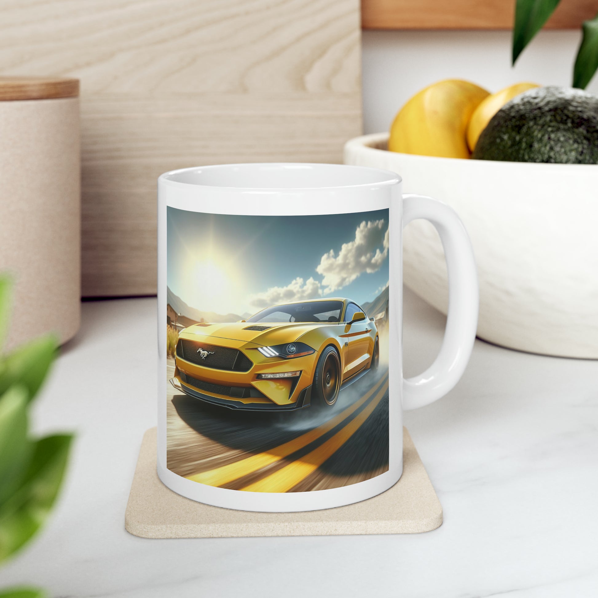 Yellow Mustang Mug Mug Printify