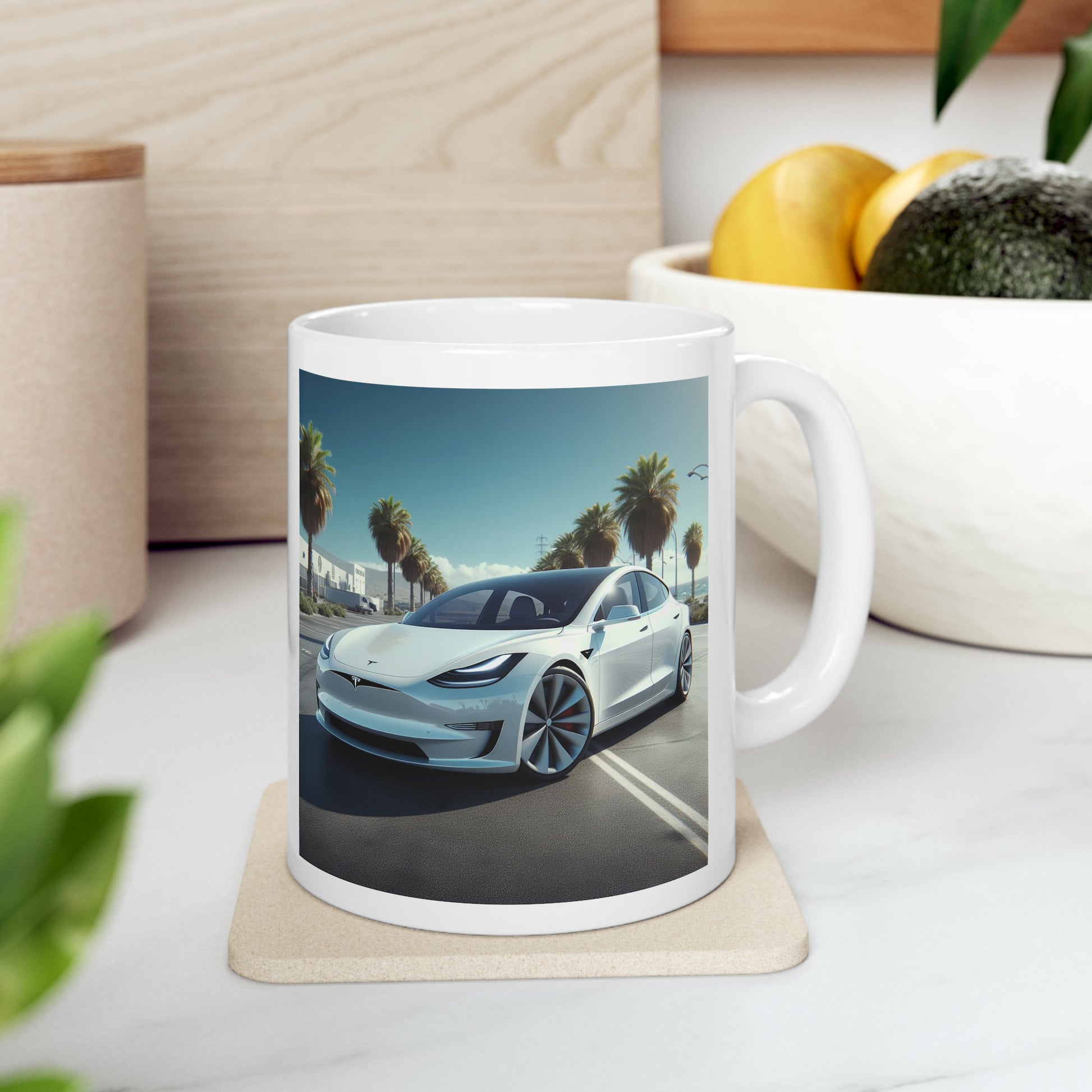 White Tesla Mug Mug Printify