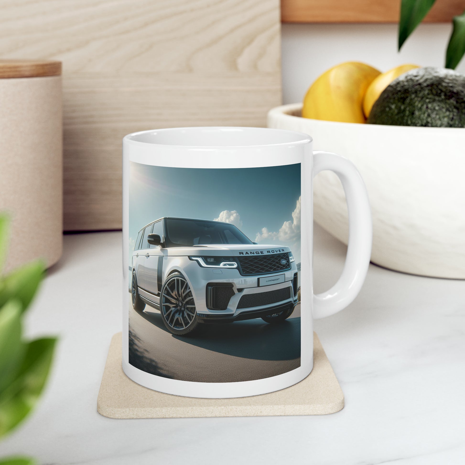 White Range Rover Mug Mug Printify
