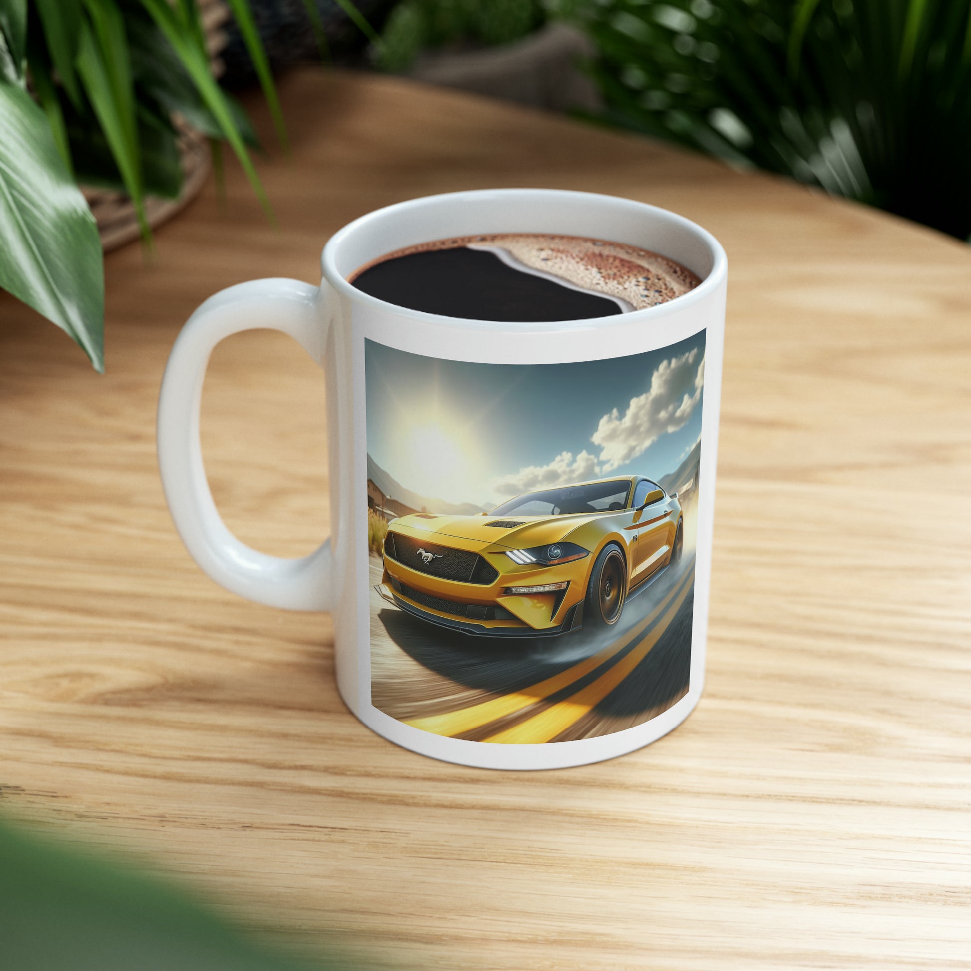 Yellow Mustang Mug Mug Printify