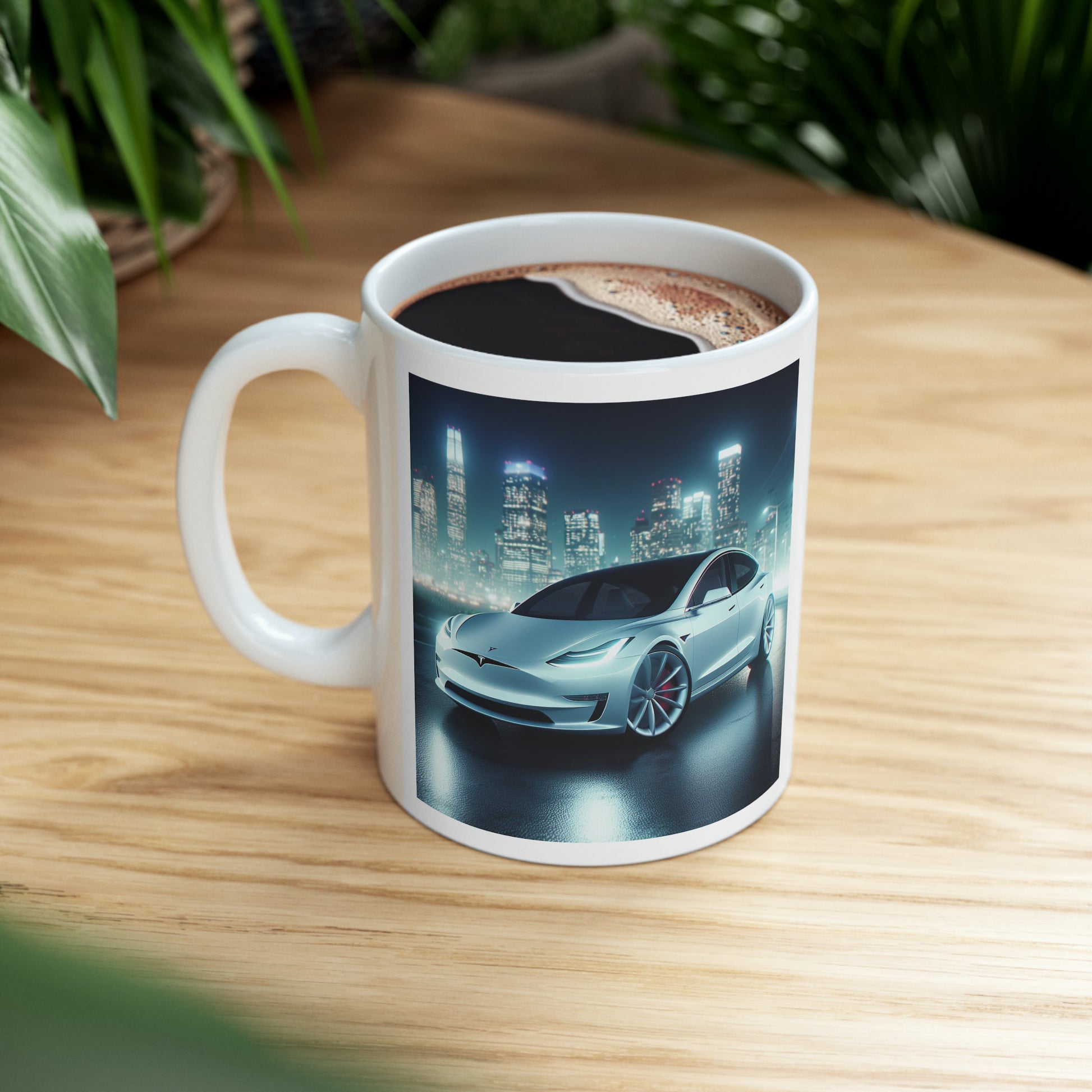White Tesla Mug Mug Printify
