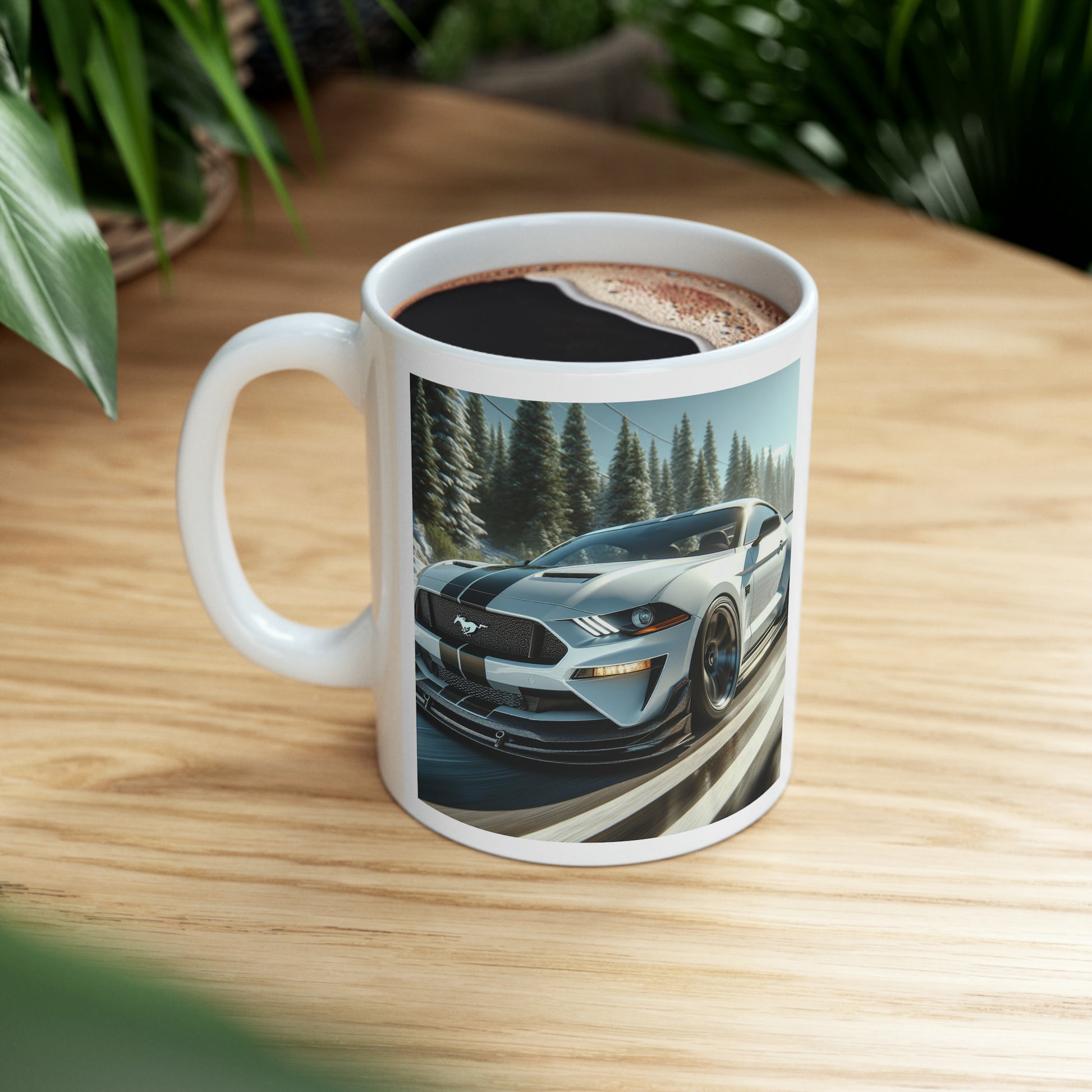 White Mustang Mug Mug Printify