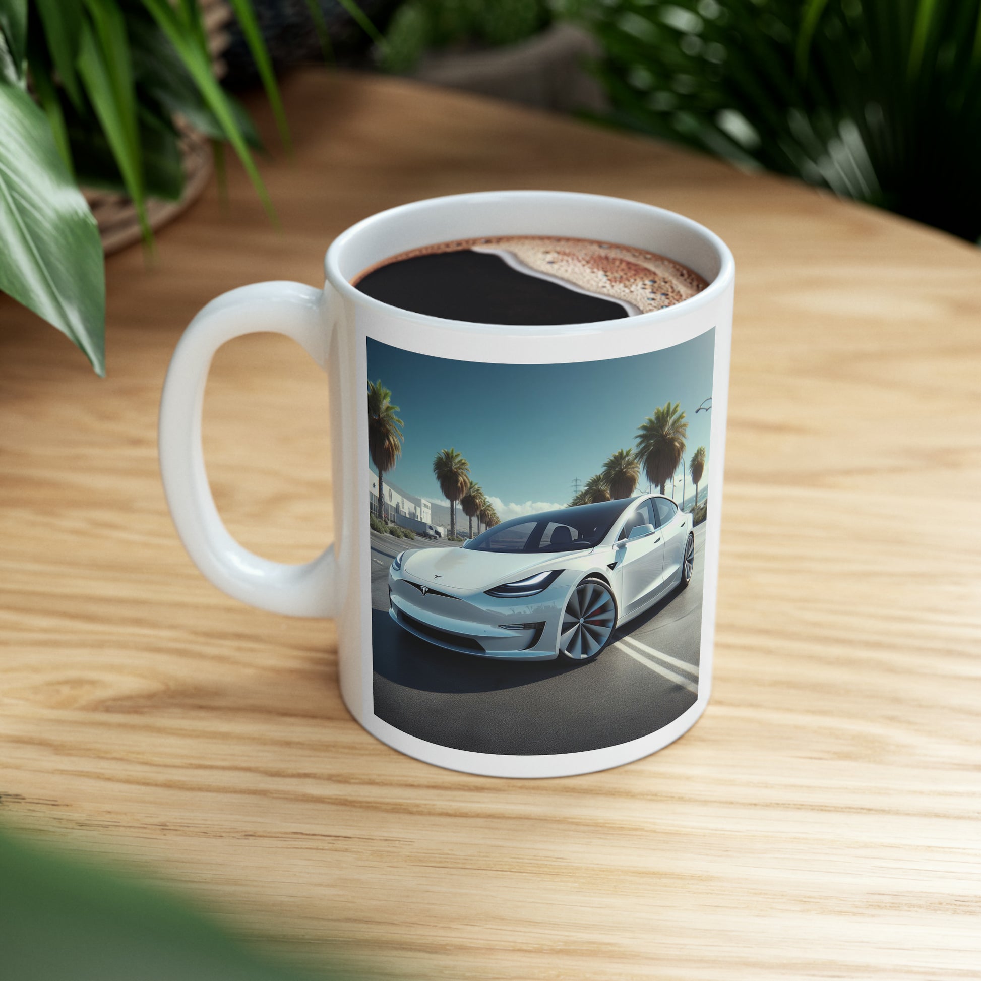 White Tesla Mug Mug Printify