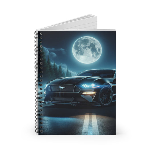 Black Mustang Spiral Notebook Paper products Printify   