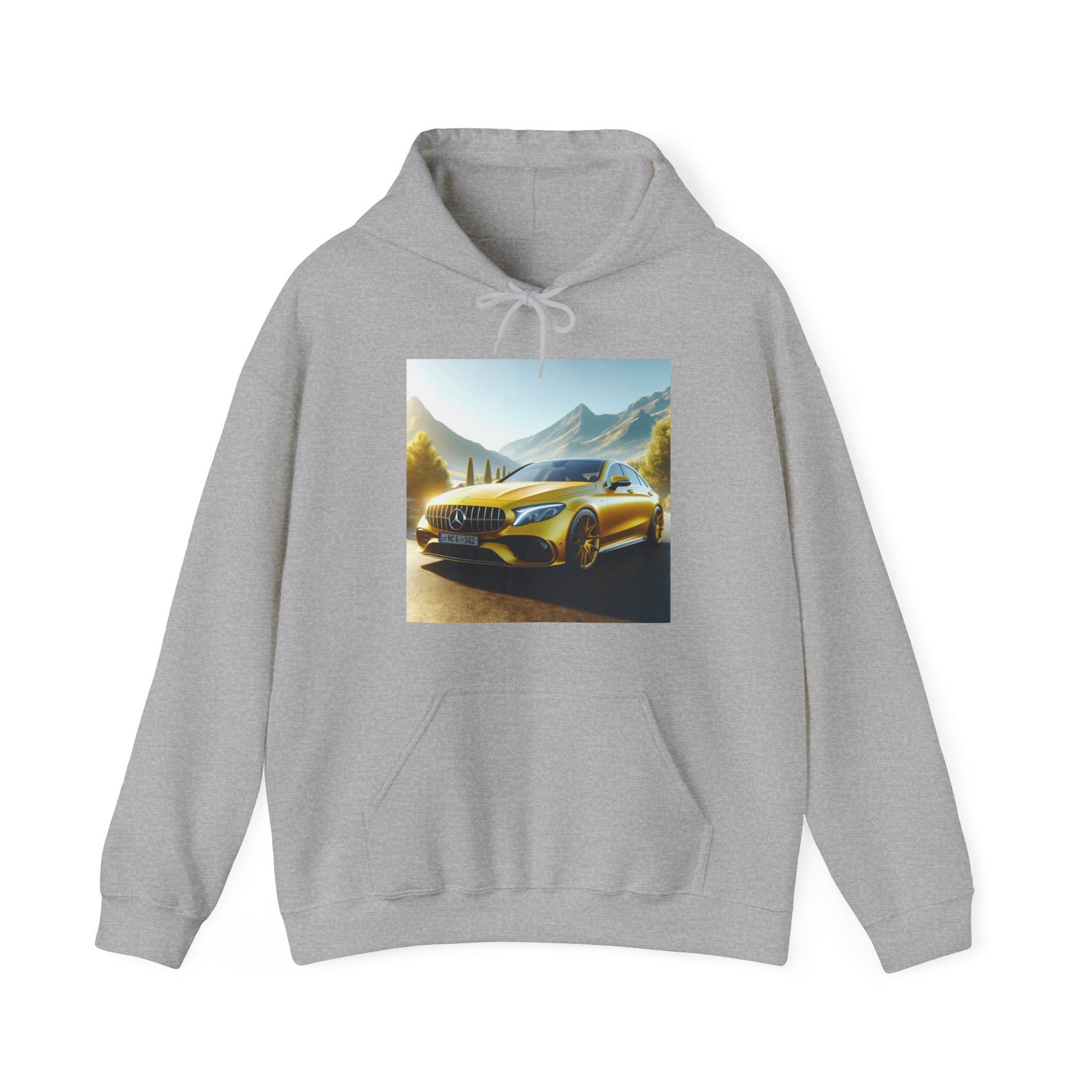 Yellow Mercedes Hoodie Hoodie Printify Sport Grey S 