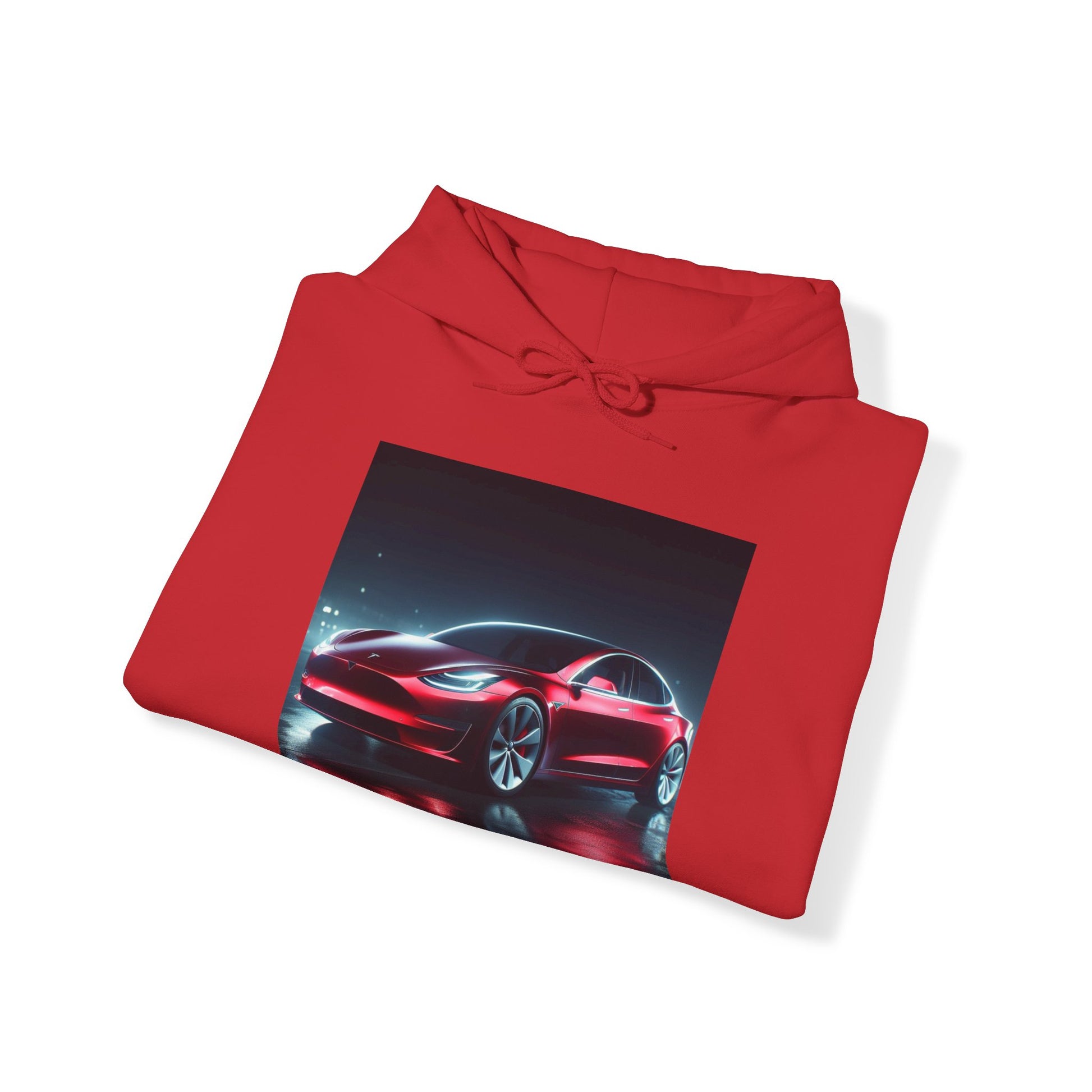 Red Tesla Hoodie Hoodie Printify   