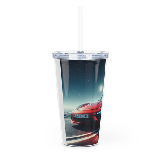 Red Porsche Tumbler with Straw Mug Printify   