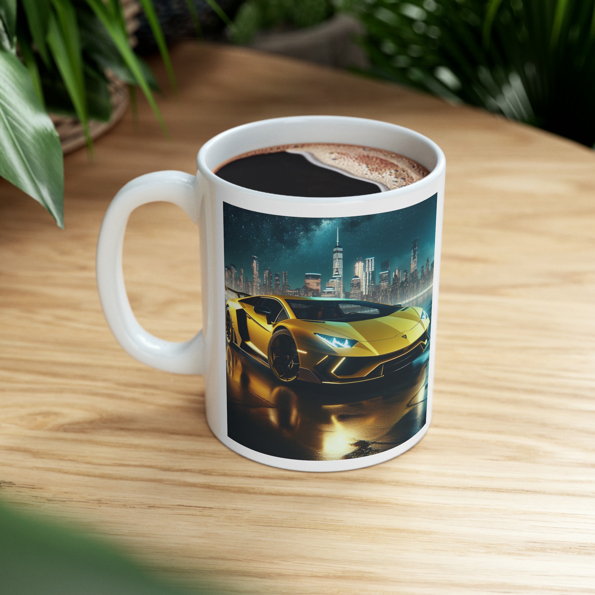 Yellow Lamborghini Mug Mug Printify   