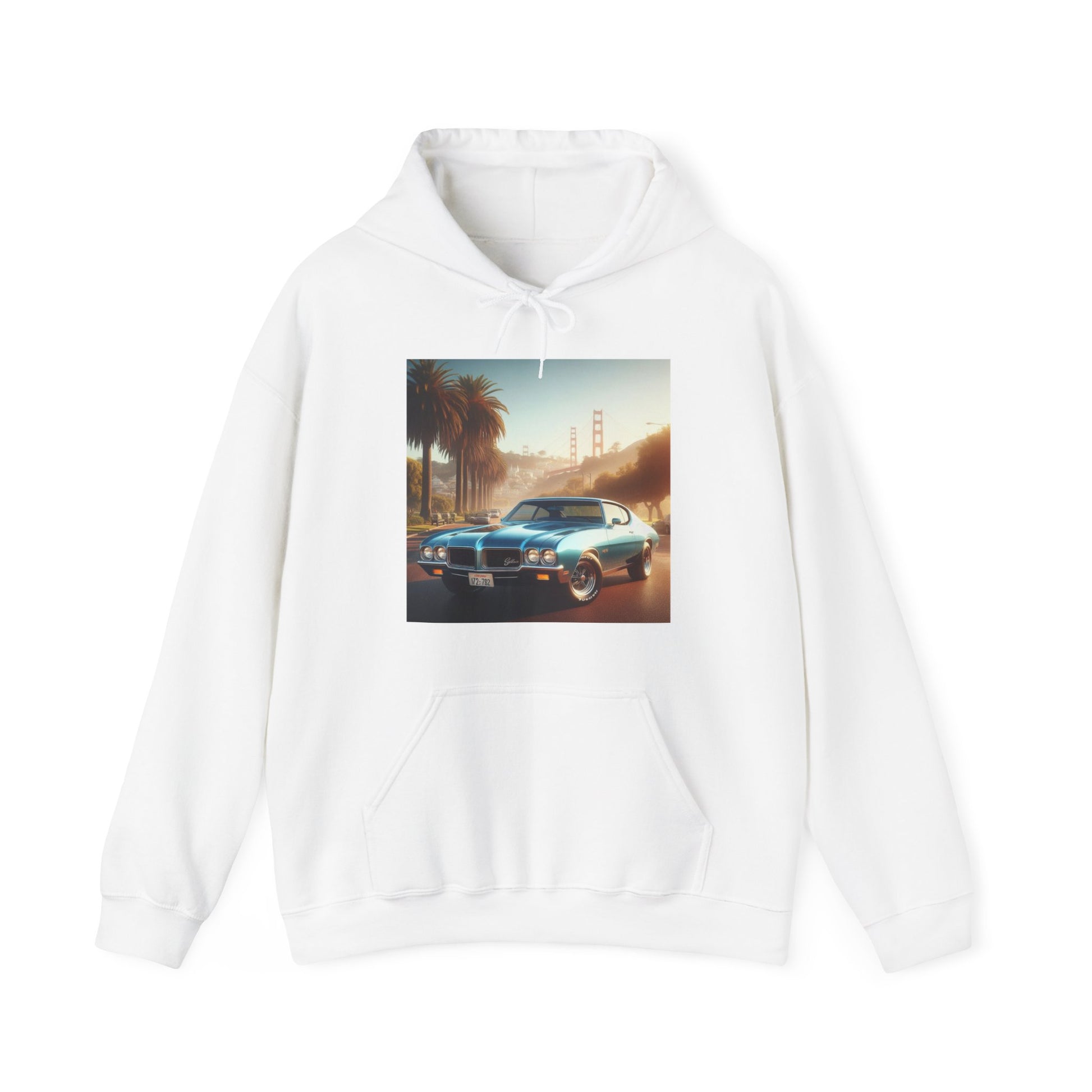 1972 Blue Buick Gran Sport Hoodie Hoodie Printify White S 