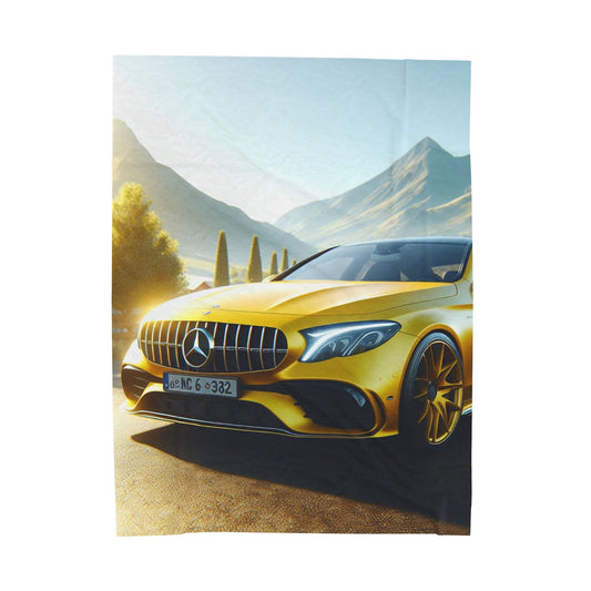 Yellow Mercedes Plush Blanket All Over Prints Printify 60" × 80"  