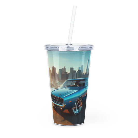 1970 Blue Dodge Charger Tumbler with Straw Mug Printify 20oz Transparent 