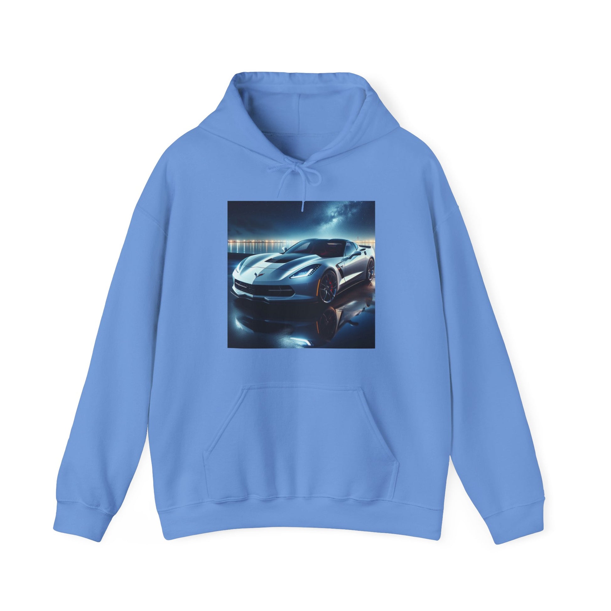 White Corvette Hoodie Hoodie Printify Carolina Blue S 