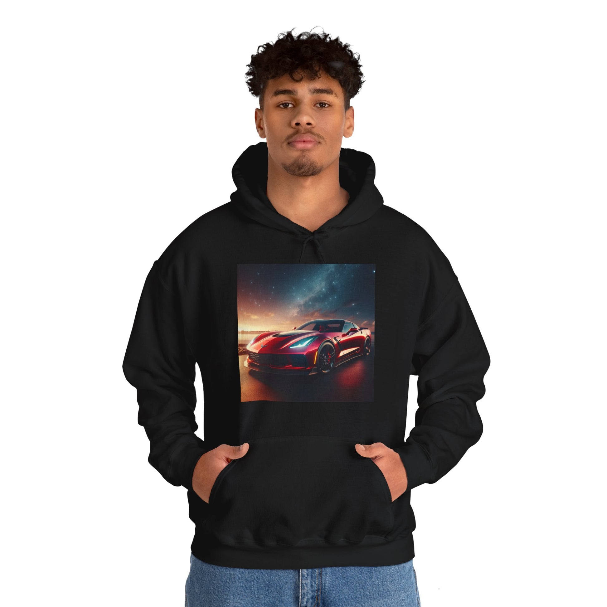 Red Corvette Hoodie Hoodie Printify   