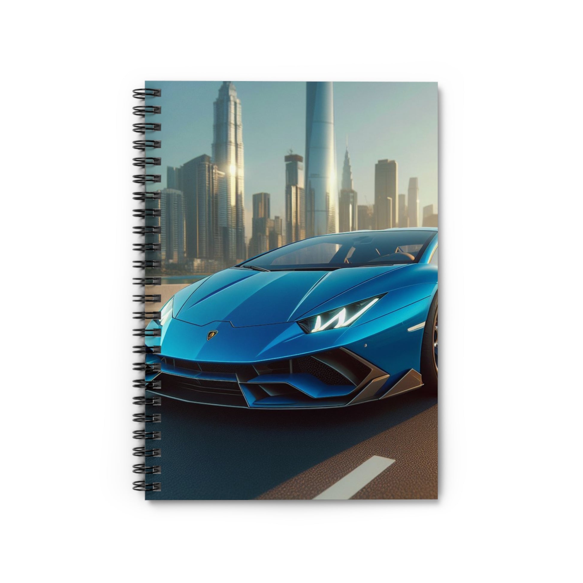 Blue Lamborghini Spiral Notebook Paper products Printify One Size  