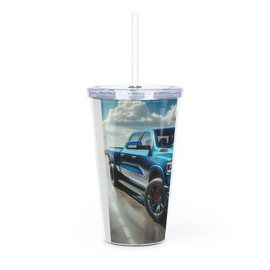 Blue Dodge Ram Tumbler with Straw Mug Printify   