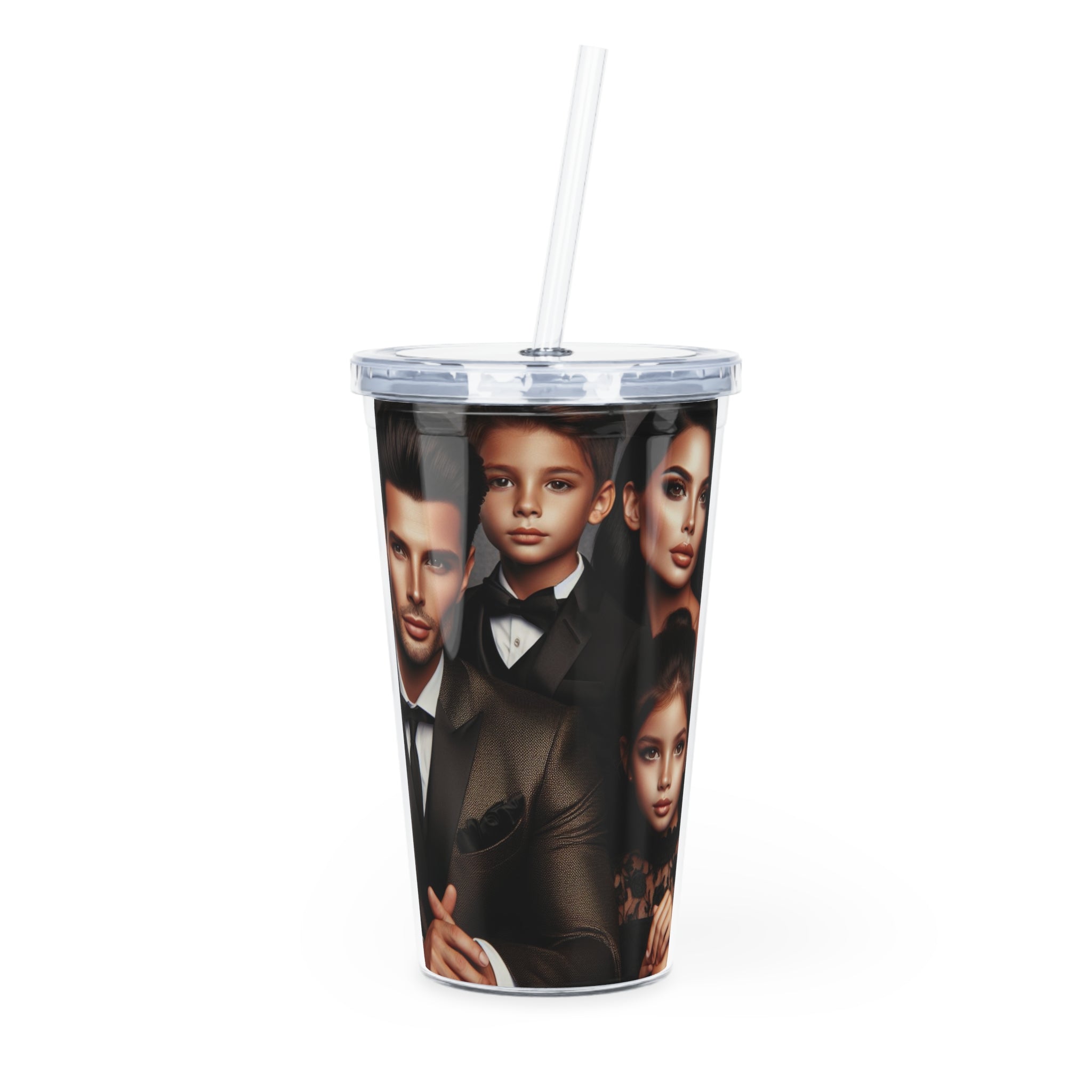 Family Portrait Tumbler with Straw Mug Printify 20oz Transparent 