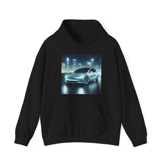 White Tesla Hoodie Hoodie Printify Black S 