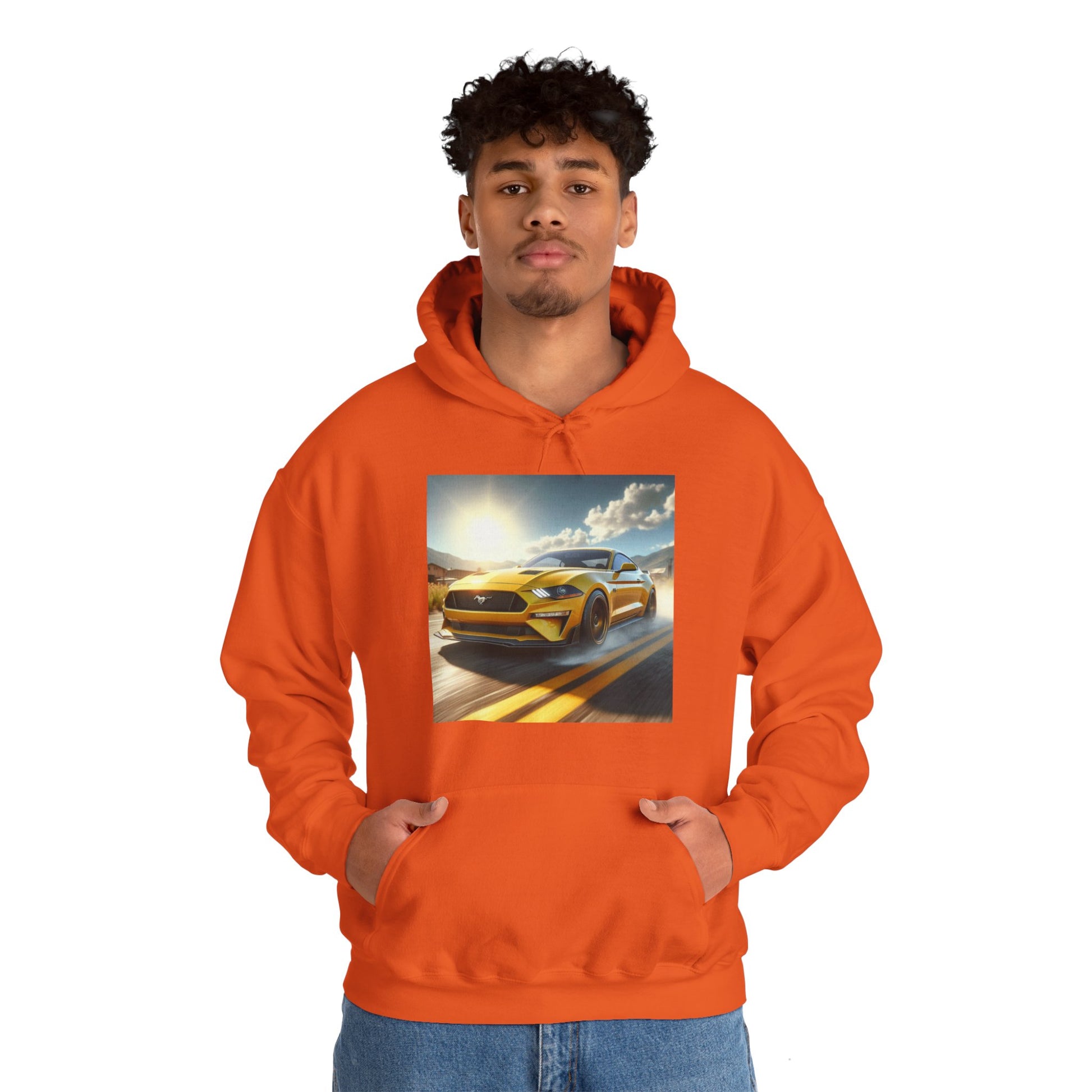 Yellow Mustang Hoodie Hoodie Printify   