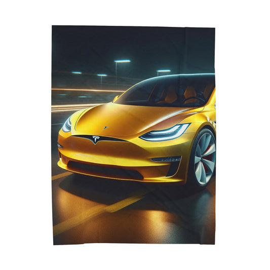 Yellow Tesla Plush Blanket All Over Prints Printify 60" × 80"  