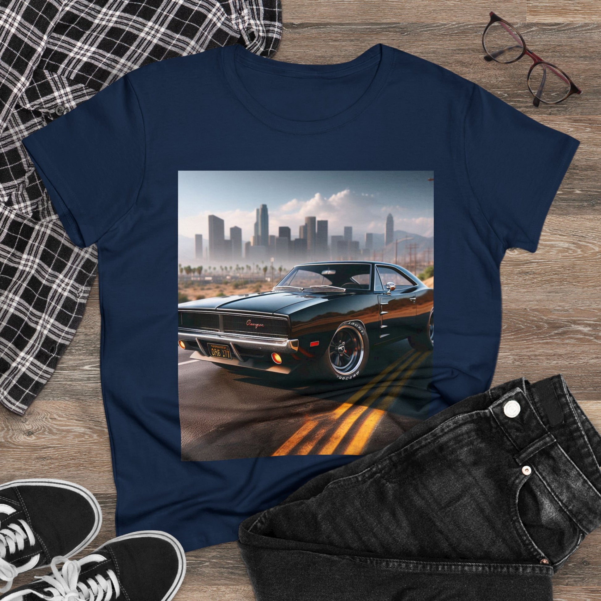 1970 Black Dodge Charge T-Shirt T-Shirt Printify   