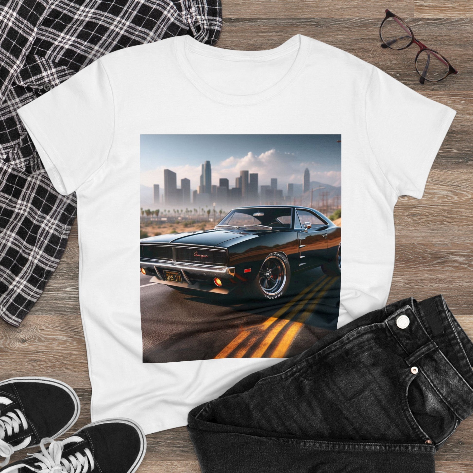 1970 Black Dodge Charge T-Shirt T-Shirt Printify   