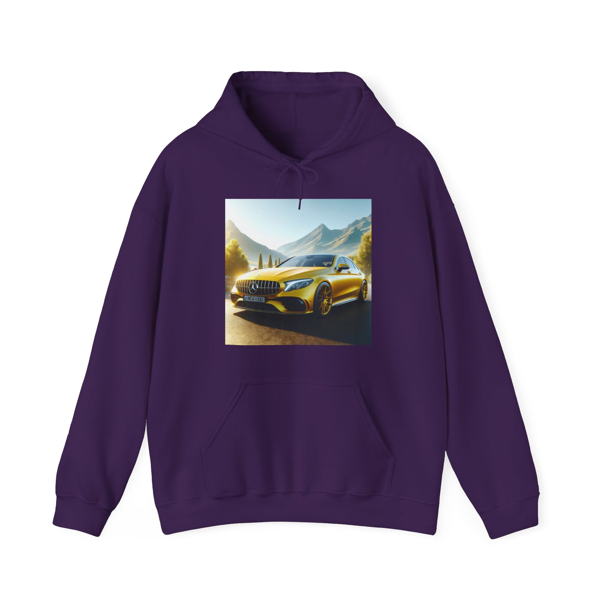 Yellow Mercedes Hoodie Hoodie Printify Purple S 