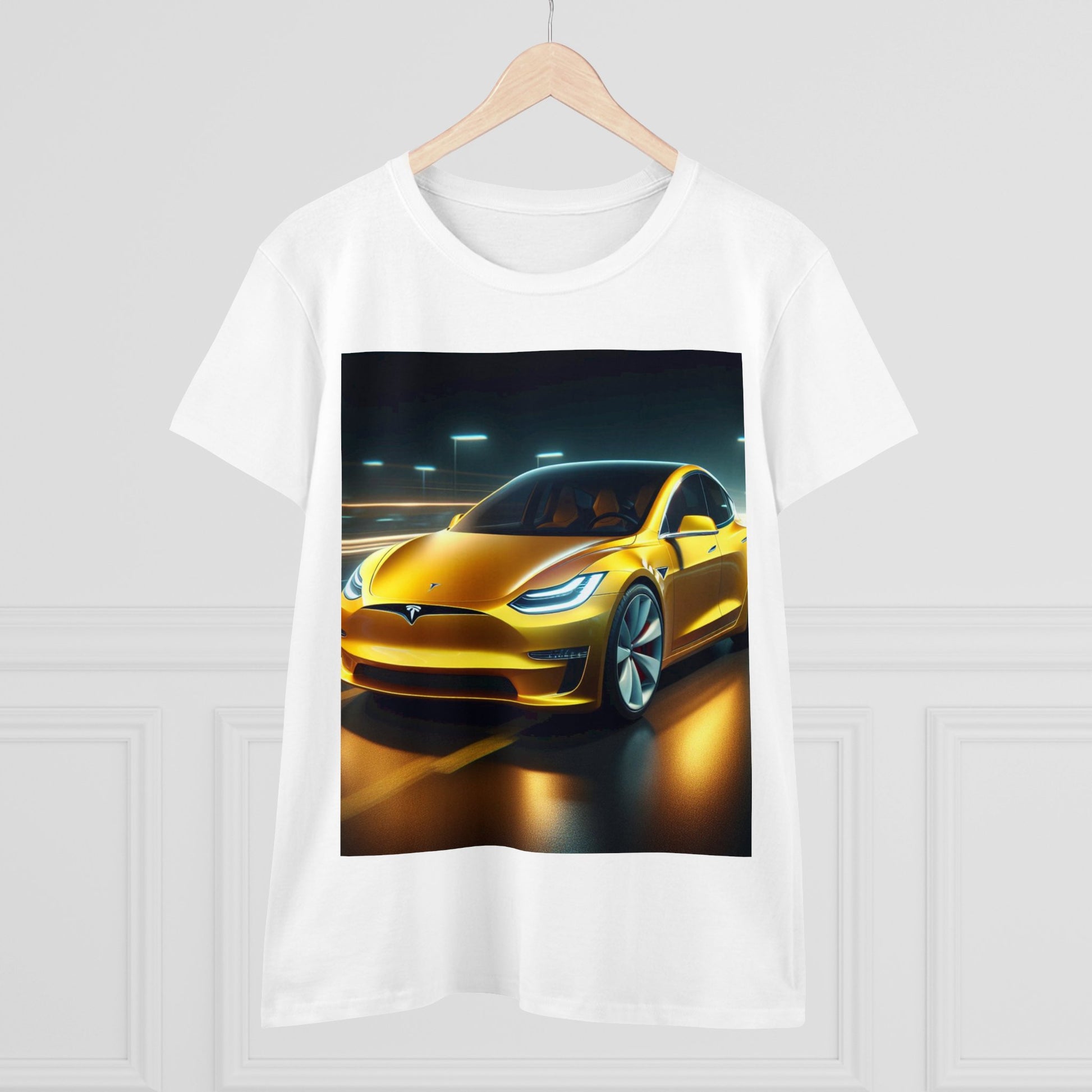 Yellow Tesla T-Shirt T-Shirt Printify   