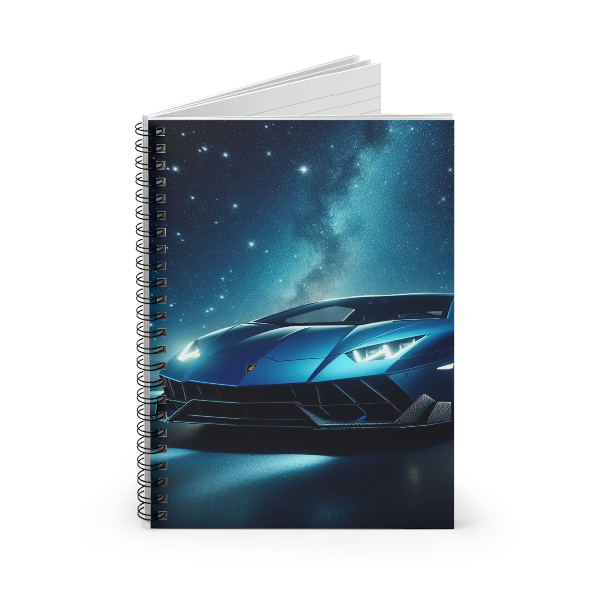 Blue Lamborghini Spiral Notebook Paper products Printify   