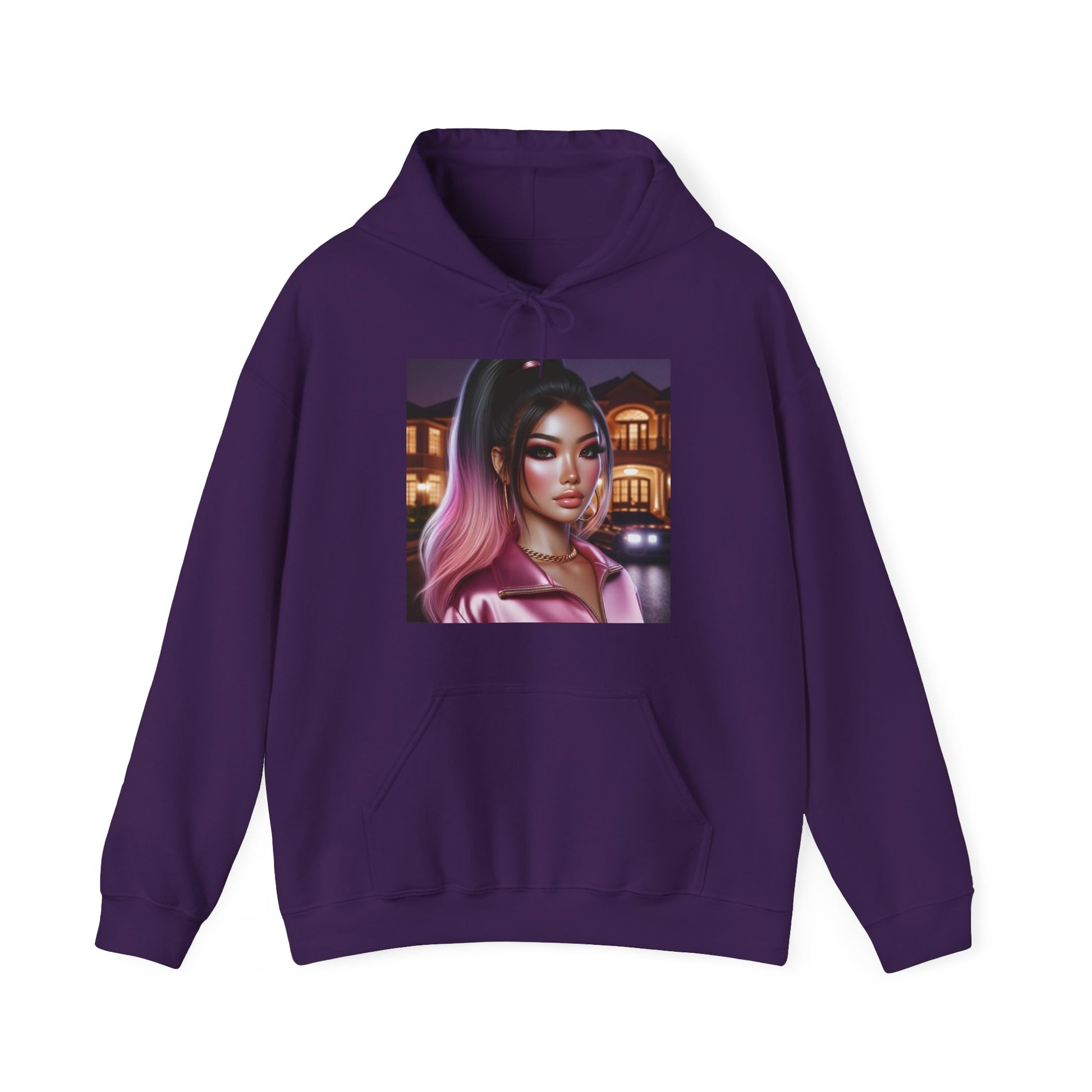 Pink at Night Hoodie Hoodie Printify Purple S 