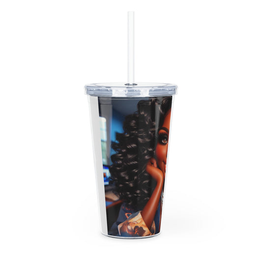 Happiness Tumbler with Straw Mug Printify   