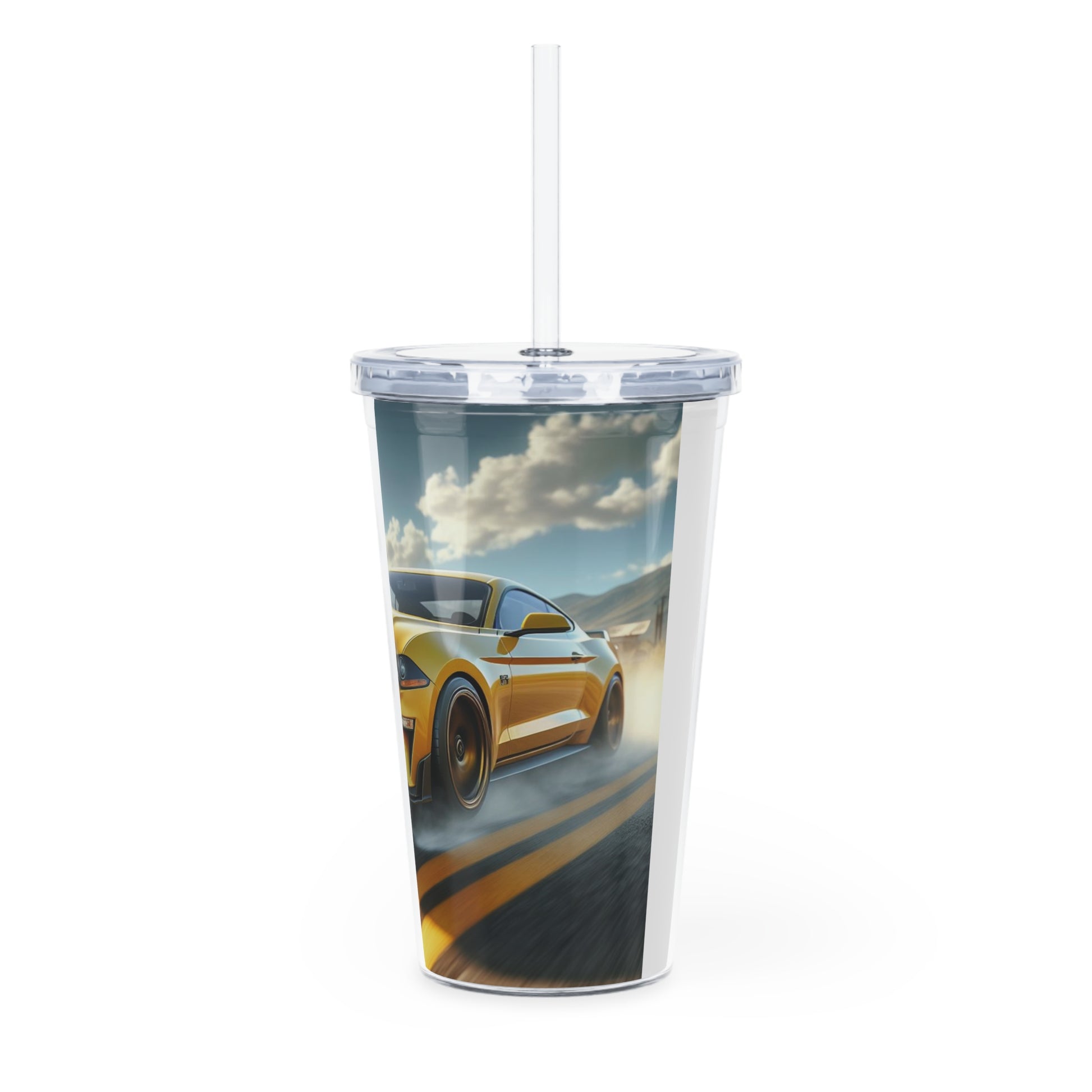 Yellow Mustang Tumbler with Straw Mug Printify   